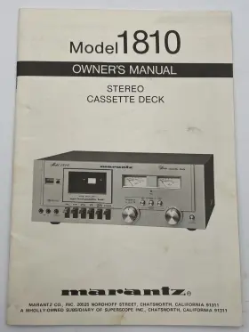 425785121-0 MARANTZ Cassette Tape Deck Owners Manual