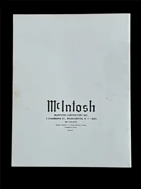 038-645 MCINTOSH Mx Owners Manual #2
