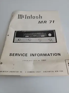 20B01 MCINTOSH Service Manual Receiver