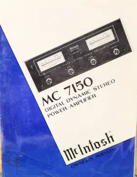 7150 MCINTOSH Digital Dynamic Stereo Power Amplifier Owners