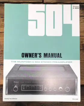 C504 MCINTOSH Preamp Preamplifier Service Manual