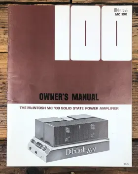 MC-100 MCINTOSH Amplifier Owners User Manual