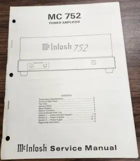 MC752 MCINTOSH Power Amplifier Service Manual