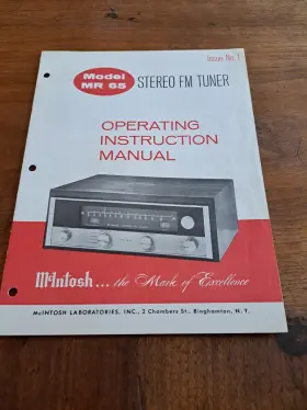MR65 MCINTOSH Stereo Fm Tuner Operating Instruction Manual