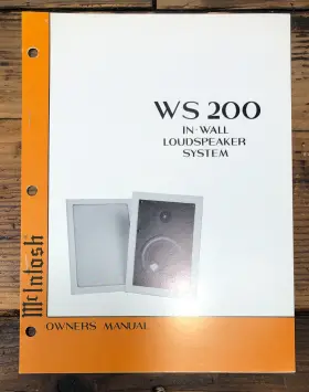WS-200 MCINTOSH Speaker Owners User Manual