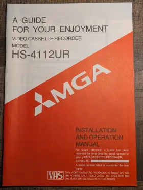 HS-4112UR MGA Mitsubishi Vcr Manual Video Cassette Recorder