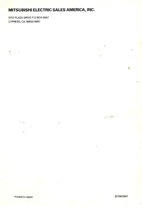 871D078A7 MITSUBISHI Projection Tv Owners Manual #3