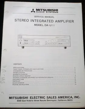 DA-U11 MITSUBISHI Amplifier Service Manual