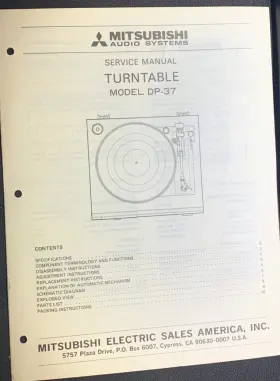 DP-37 MITSUBISHI Turntable Service Manual