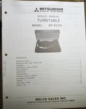 DP-EC20 MITSUBISHI Turntable Service Manual