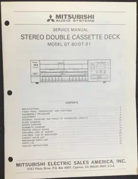 DT-80 MITSUBISHI Cassette Deck Service Manual