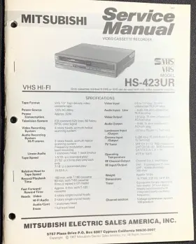 HS-423UR MITSUBISHI Vcr Service Manual