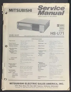 HS-U71 MITSUBISHI Vhs Vcr Service Manual