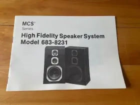 683-8231 MODULAR COMPONENT SYSTEMS MCS Owners Manual Speaker