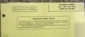 111-FOLDER MOTOROLA Photofact Set #3
