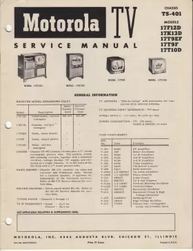 TS-401 MOTOROLA Television Service Manual Chassis