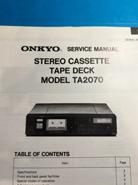 TA-2070 ONKYO Cassette Tape Deck Service Manual Schematic