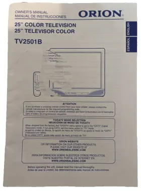 TV2501B ORION Television Manual Owners Operators Booklet