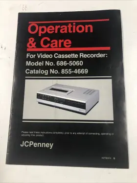 686-5060 PANASONIC Jcpenney Vcr Vhs Operation Care Manual