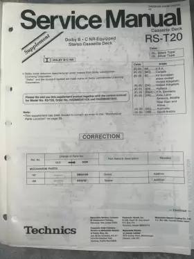 RS-T20 PANASONIC Technics Service Manual Cassette Deck #3