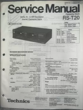 RS-T20 PANASONIC Technics Service Manual Cassette Deck