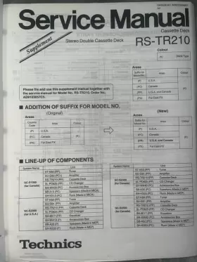 RS-TR210 PANASONIC Technics Service Manual Cassette Deck #3