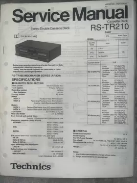 RS-TR210 PANASONIC Technics Service Manual Cassette Deck