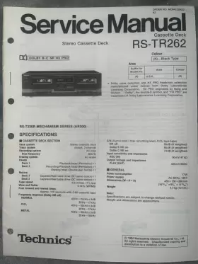 RS-TR262 PANASONIC Technics Service Manual Cassette Deck