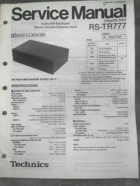 RS-TR777 PANASONIC Technics Service Manual Cassette Deck