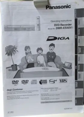 VQT0R73-2 PANASONIC Vhs Vcr Dts Dvd Recorder Owners Manual