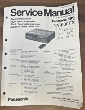 VRD-8408-102 PANASONIC Vcr Video Cassette Recorder Service