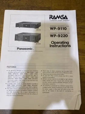 WP9110 PANASONIC Ramsa Operating Manual