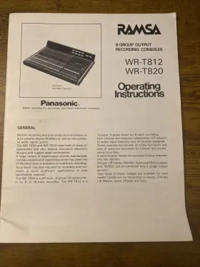 WR-T812 PANASONIC Operating Ramsa Recording