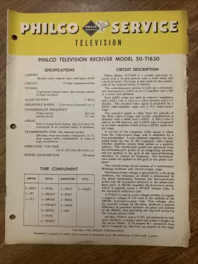 PR1154 PHILCO Television Receiver Service Manual Schematic