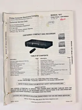 CDR765BK01 PHILIPS Service Repair Manual Cd Recorder