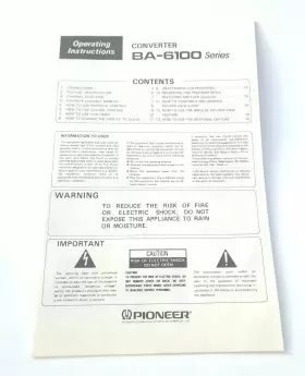 BA-6100 PIONEER Converter Catv User Manual