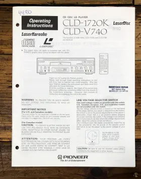CLD-1720K PIONEER Cd Cdv Ld Player Owners User Manual
