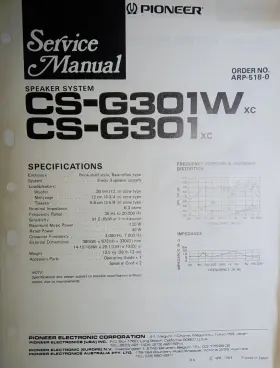 CS-G301W PIONEER Xc Speaker Service Manual Photocopy
