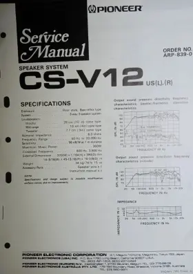 CS-V12 PIONEER Speaker Service Manual