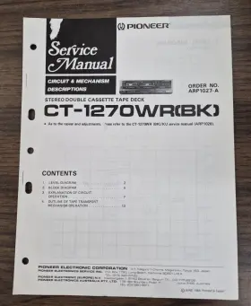 CT-1270WR PIONEER Bk Double Cassette Deck Service Manual