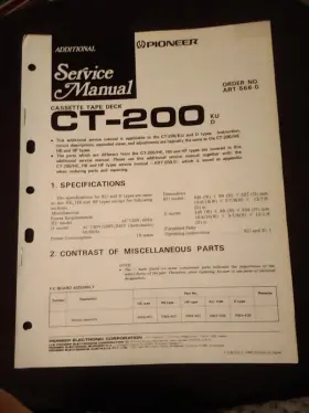 CT-200 PIONEER Kud Cassette Tape Deck Service Manual