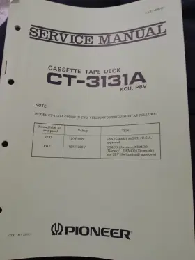 CT-3131A PIONEER Cassette Tape Deck Service Manual