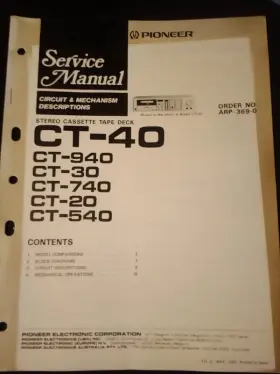 CT-40 PIONEER Cassette Deck Service Manual