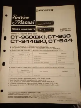 CT-960 PIONEER Bk Cassette Tape Deck Service Manual