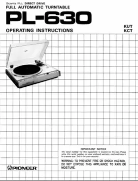 PL-630 PIONEER Turntable Owners Manual Service #2