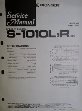S-1010L PIONEER Speaker Service Manual Photocopy
