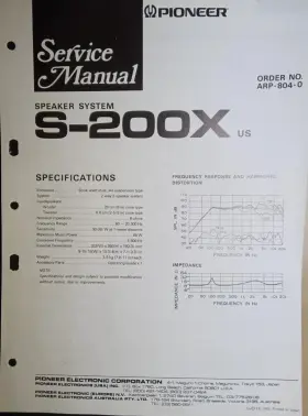 S-200X PIONEER Speakers Service Manual