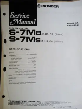S-7MB PIONEER Speaker Service Manual