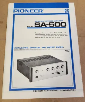 SA-500 PIONEER Amplifier Operating Service Manual