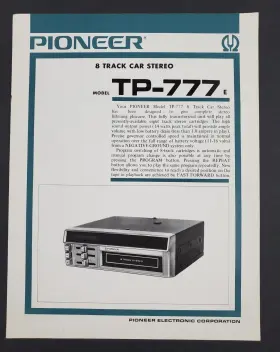 TP-777 PIONEER Track Car Stereo Owners Manual Booklet